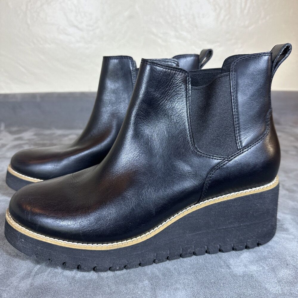 Cole Haan Wedge Boot 10 B Zero grand Black Leather Women’s Platform 3 Inch Ankle